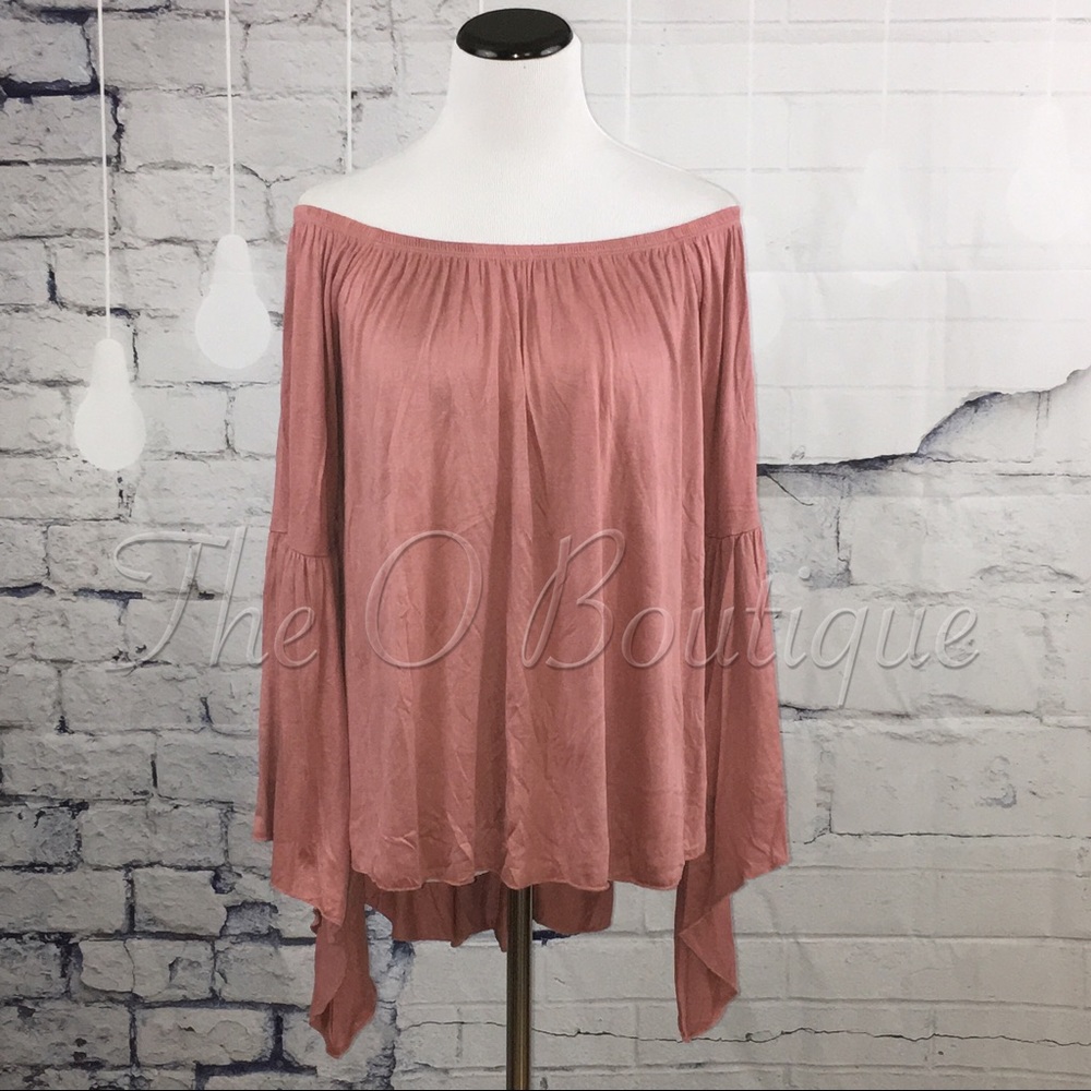 🎉CLEARANCE🎉 Dusty Pink Off-Shoulder Top - Picture 3 of 3
