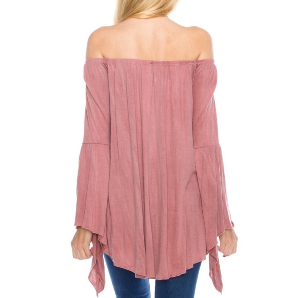🎉CLEARANCE🎉 Dusty Pink Off-Shoulder Top - Picture 2 of 3