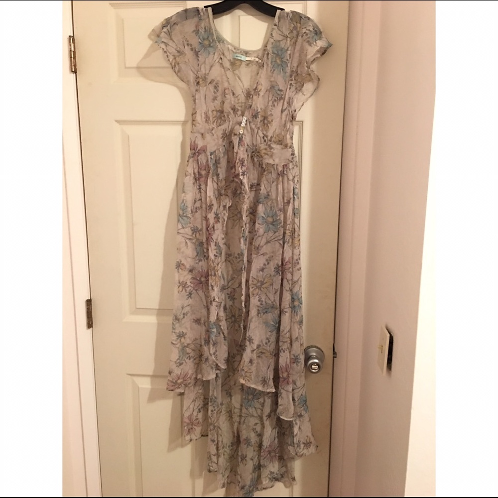 Kimchi Blue Mira Floral chiffon Maxi shirt