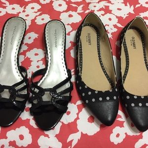 2 pr shoes Polka dots are Flats, others 2 3/4 heel