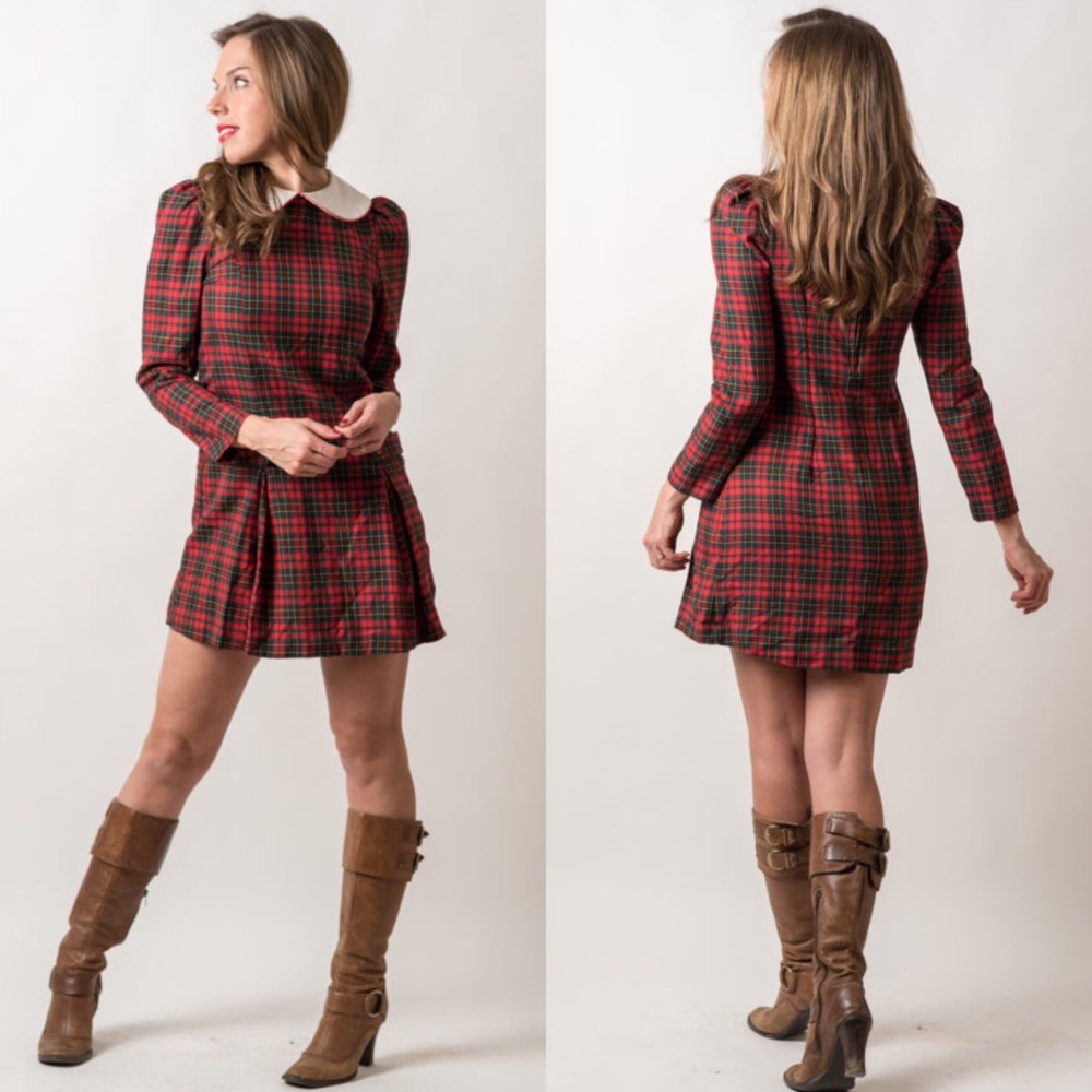 Vintage 1990s Tartan Plaid Mini Dress