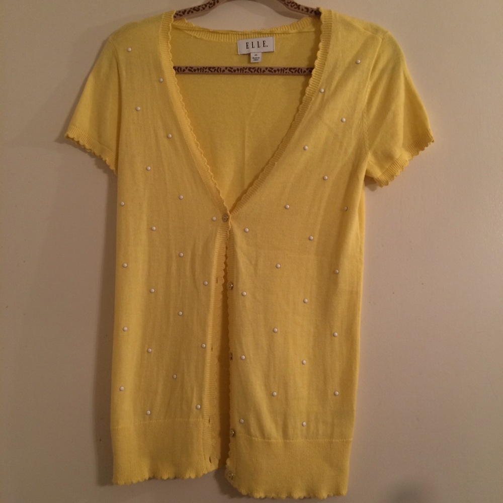 Elle Yellow Short Sleeves Sweater