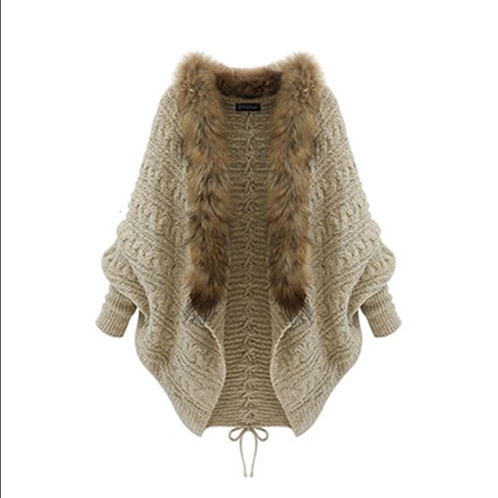 Faux Fur Collar Cardigan