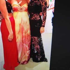 Black Sequined Lace Prom Dress