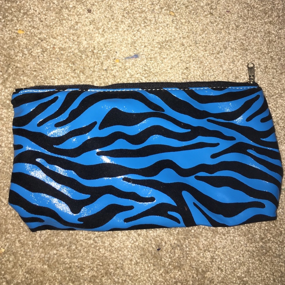 blue zebra print clutch