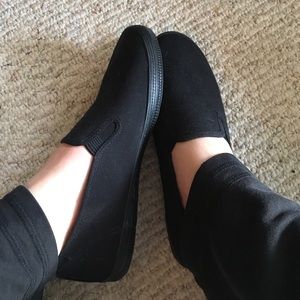 NWOT Black canvas slip ons
