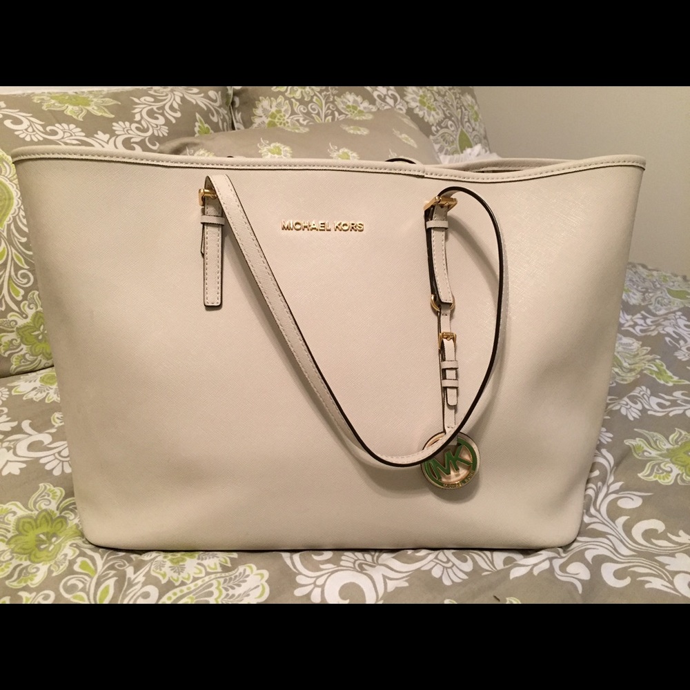 Gently Used Large Michael Kors Cream Jet Set Tote
