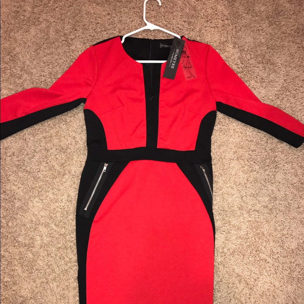 Homeyee women's black and red dress size 8