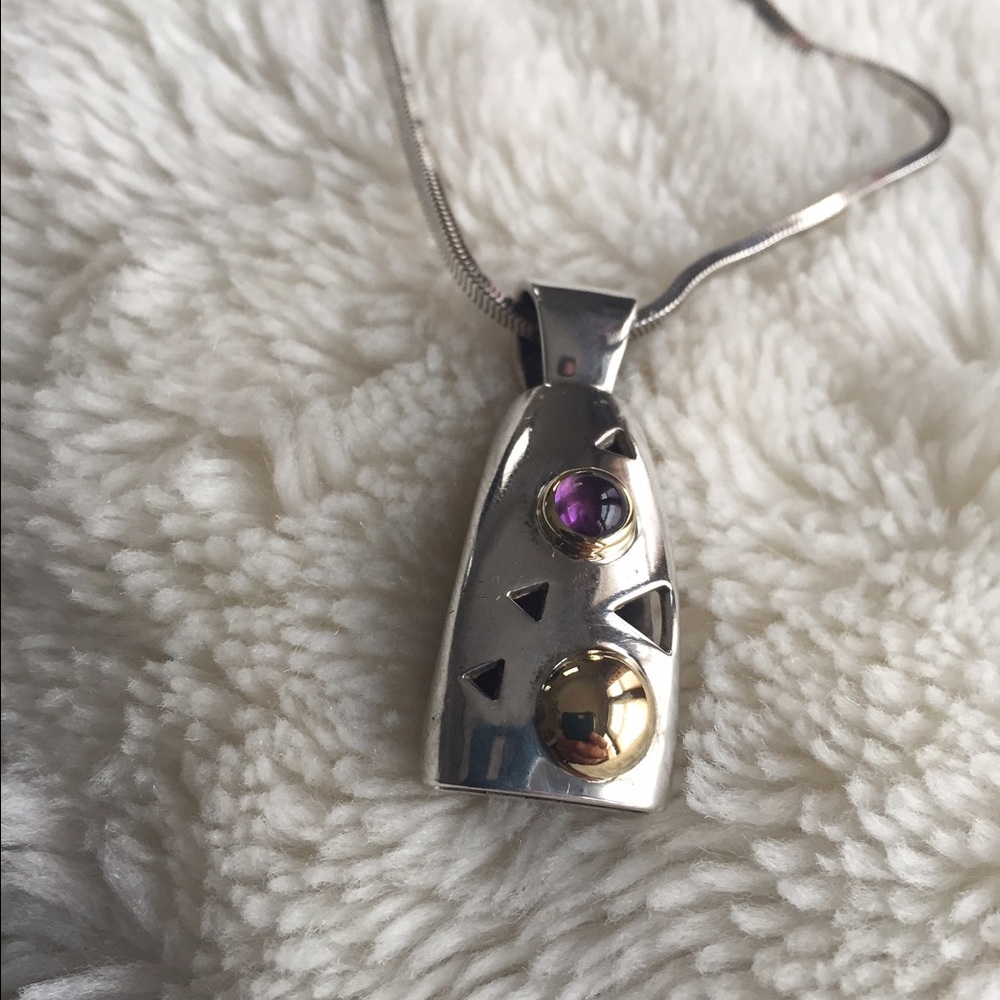 John Atencio Silver 18K Amethyst Necklace - Rare