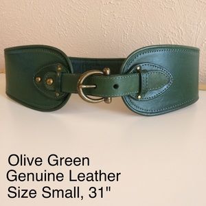 Anthropologie Olive Green Leather Belt