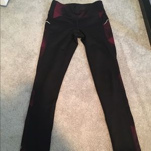 Black and Maroon Athleta Leggings