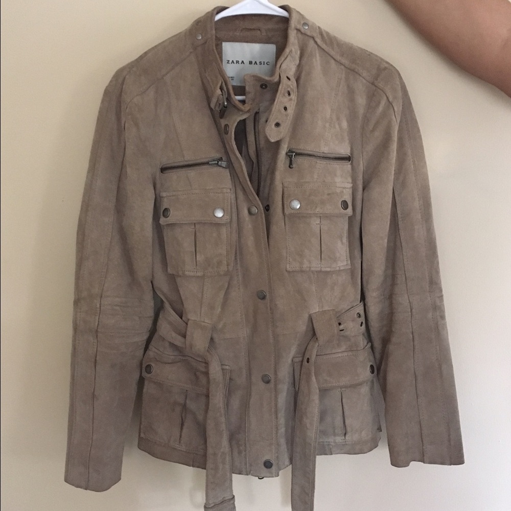 Zara genuine leather M gray suede