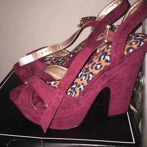 Burgundy platform heels