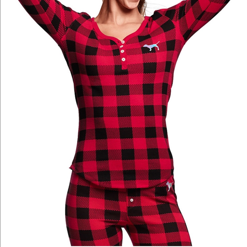 Pink plaid pajama set