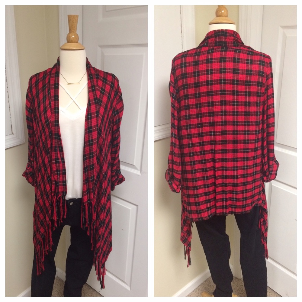 Brand NEW!!! Red plaid cardigan!!!