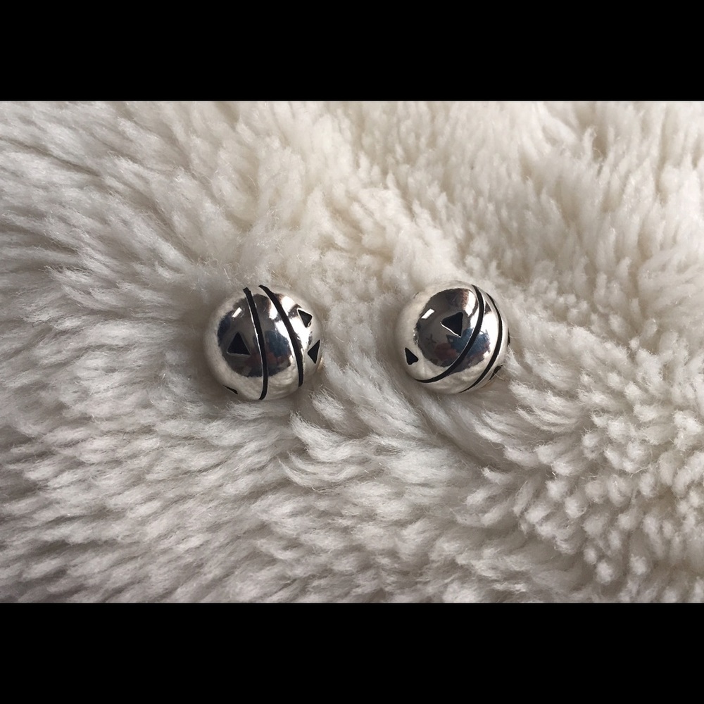 John Atencio Silver 18K Button Stud Earrings