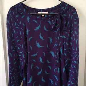 EUC purple and teal Loft blouse