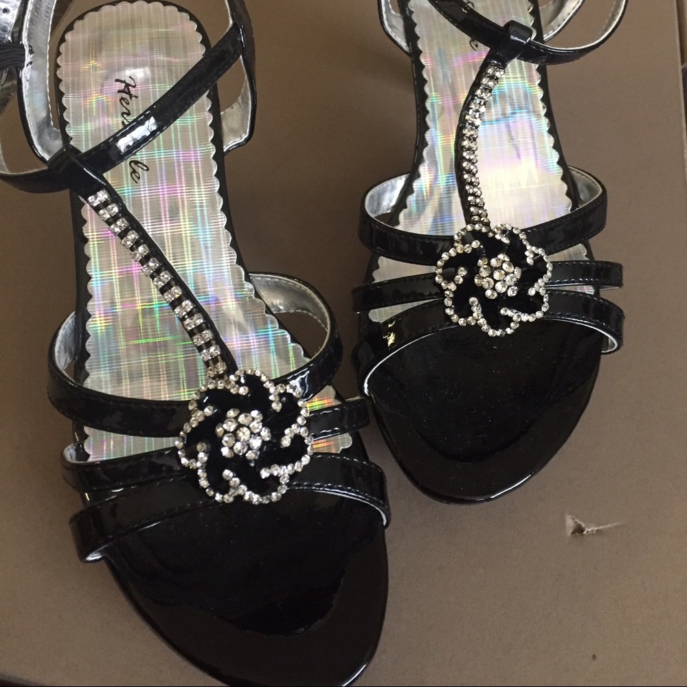 Strappy, patent leather party shoes