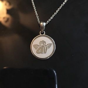 😇 necklace with verse on back. Stainless steel