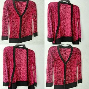 Sassy and sweet pink and plack printed cardigan ?