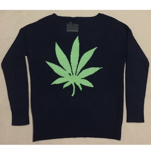 SOLD SKULL CASHMERE Cannabis Long Sleeve Sweater - Picture 3 of 4