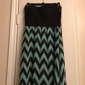 Teal chevron maxi dress