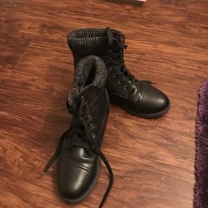 Short black combat boots