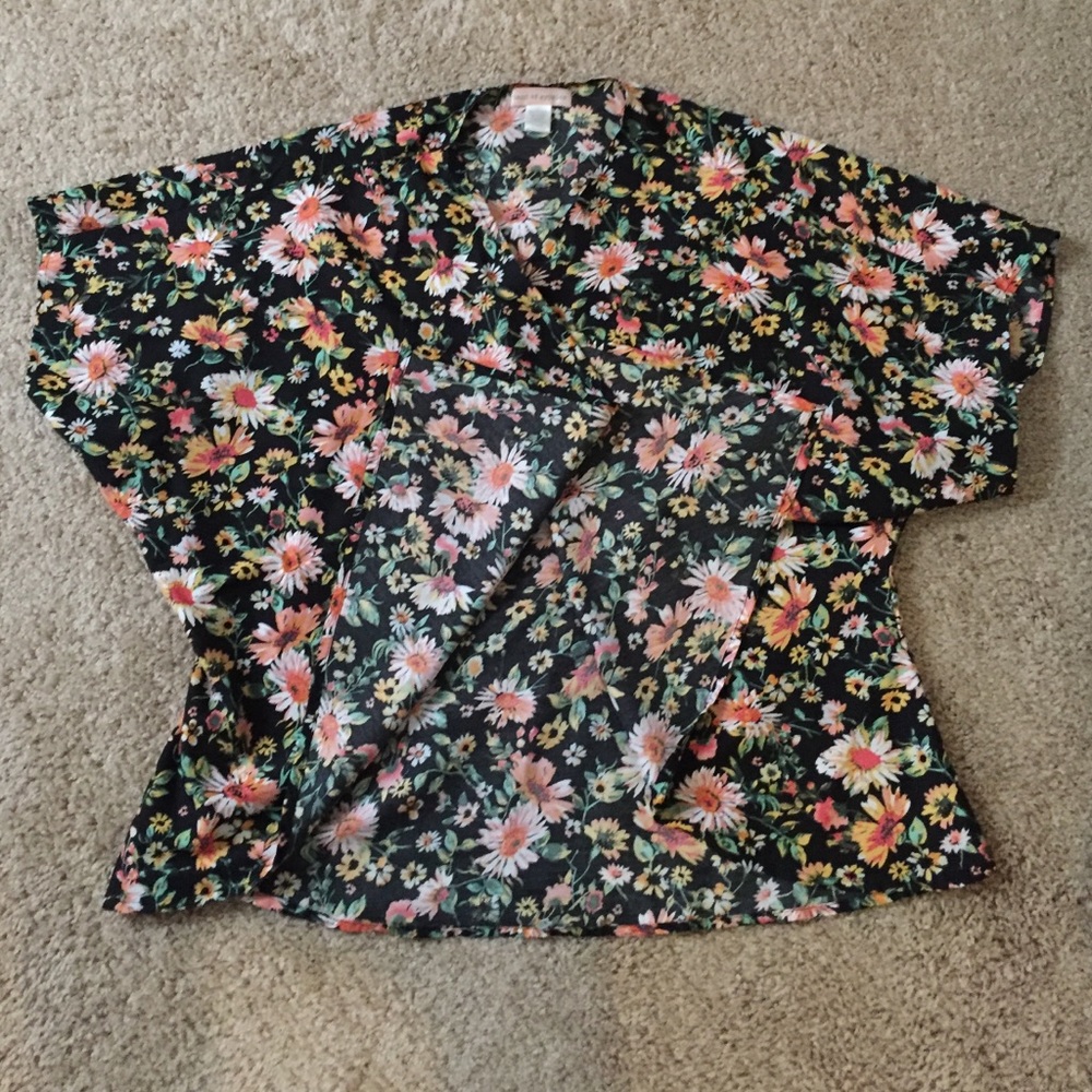 Women's floral (black) kimono