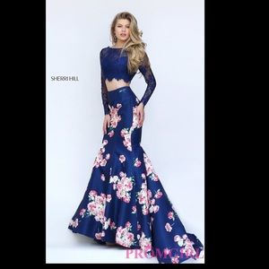 Sherri Hill two piece blue floral