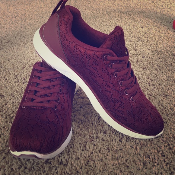 JustFab Shoes - JustFab maroon casual tennis shoes
