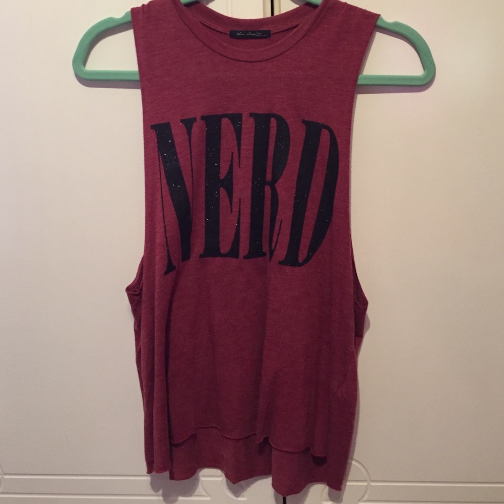 Red Nerd Tank Top with Sparkly Letters