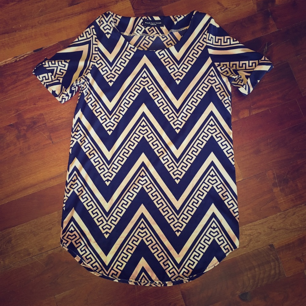 Cream and white shirt with gold buttons