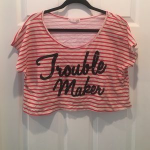 Striped Trouble Maker Crop Top Size M