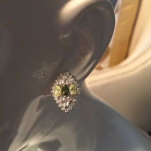 Diamond and Pale Green Rhinestone earrings.