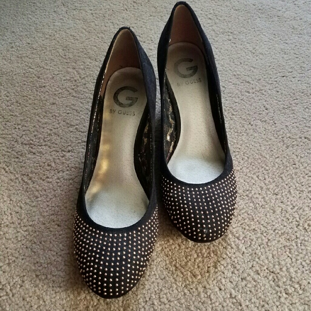 Guess Studded Suede Wedges- 6.5