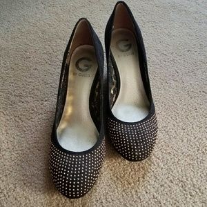 Guess Studded Suede Wedges- 6.5