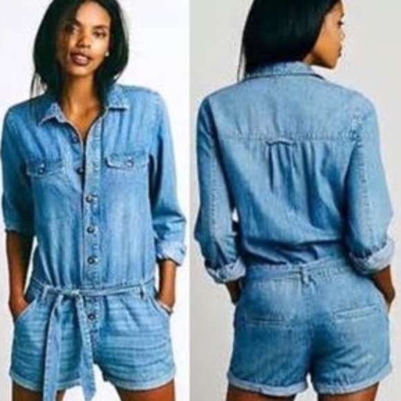 Free People Pants - LAST DROP Free People Slouchy Chambray Romper