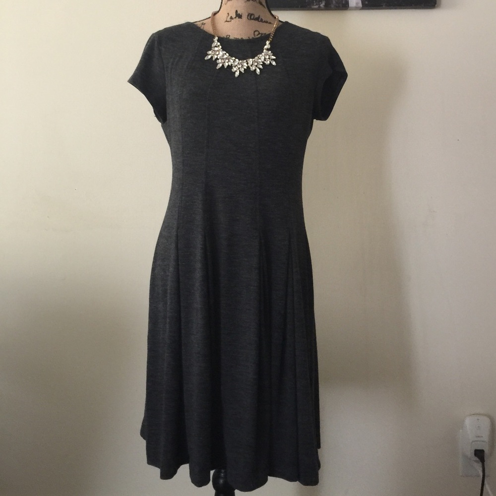 NWOT Fit and Flare Gray Short Sleeve Dress.