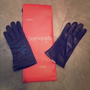 New BLACK Italian leather gloves - 'Sermoneta'