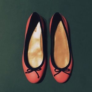 J.Crew ballet flats. Coral & Navy