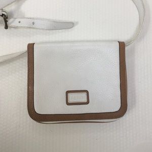 White fendi cross body with tan trim