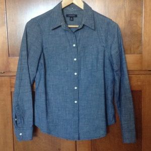 Lands' End Denim Button-Front Shirt