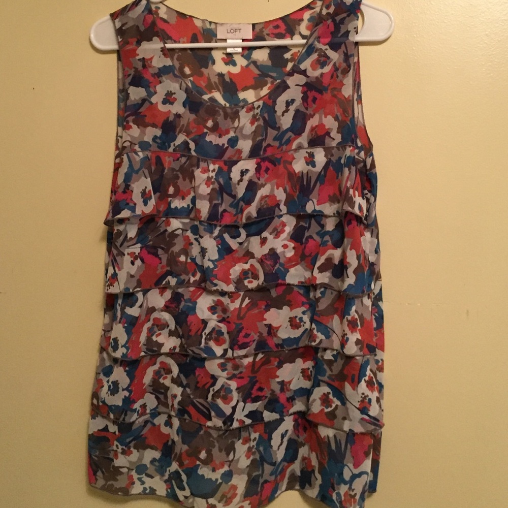Loft sleeveless multicolor blouse