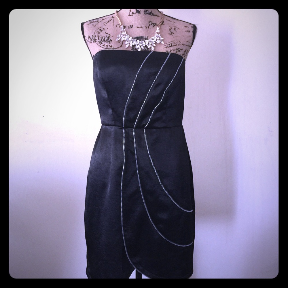 Black Mini Dress with Zipper Accents