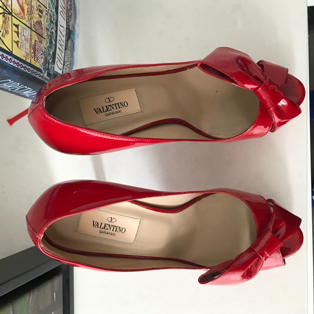Valentino patent leather peep-toe pumps