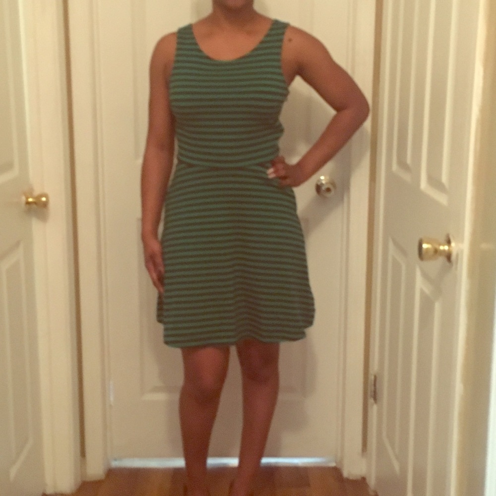 Green striped summer dress