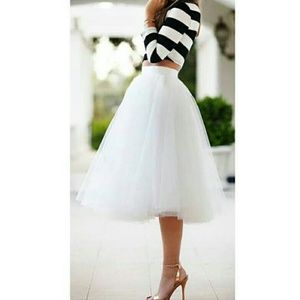 Lulu's Ivory Tulle Mid-length Skirt