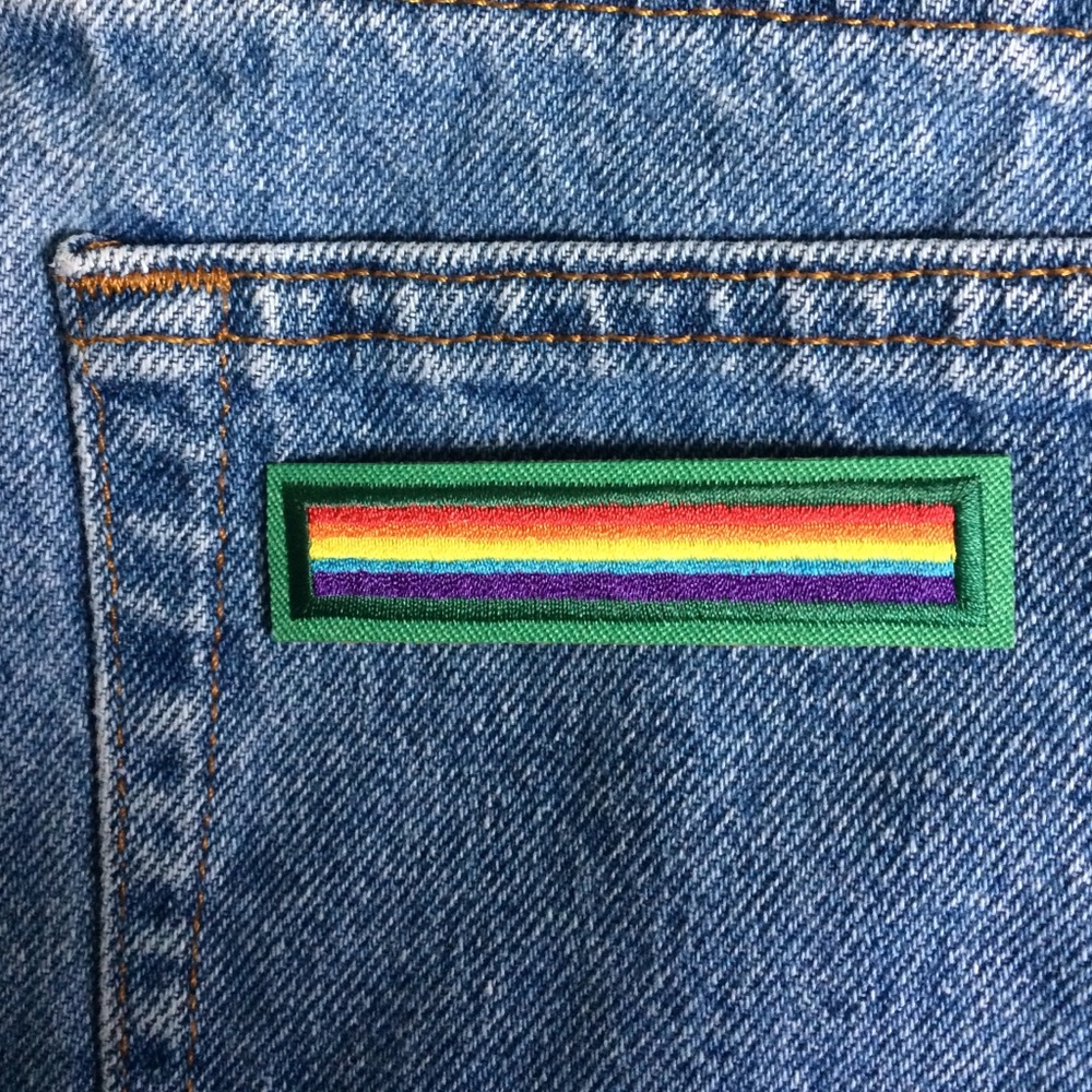 Rainbow bar iron on patch