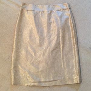J Crew Metallic Gold cream skirt 8