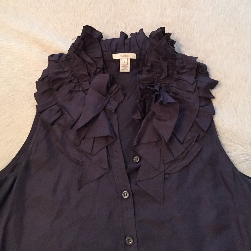 J Crew charcoal ruffle collar shirt 8